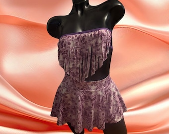 Exotic Dancewear 3 piece xs/s bikini skirt set Festival Stripper Rave Costume Lingerie