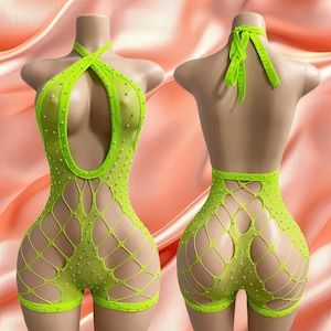 Exotic Dancewear Fishnet Bodysuit Lingerie
