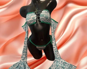 Exotic Dancewear two piece set rave festival costume stripper