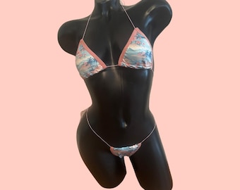 Exotic Dancewear Bikini Stripper Aloha Flower Rave Festival Club
