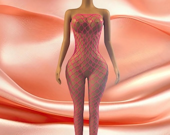 Exotic Fishnet Bodysuit with Rhinestones | Pole Dance Festival Romper