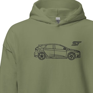 Ford Focus ST bestickte Silhouette Unisex Hoodie, Auto Hoodie, perfekte Geschenkidee