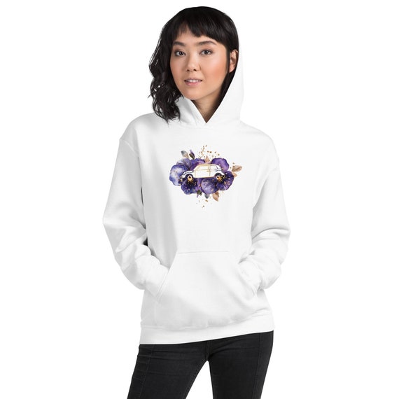 Unisex Floral Mini Cooper Car Hoodie, Mini Cooper Outline Flower Design, Car Girl Hoodie, Car Enthusiast Gift Idea