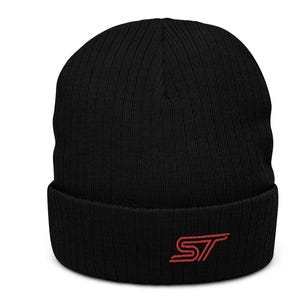 Ford ST Embroidered Ribbed knit beanie, Fiesta, Focus, Explorer ST Enthusiast Beanie, Custom Hat