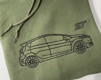 Ford Fiesta ST bestickte Silhouette Unisex Hoodie, Auto Hoodie, Geschenkidee