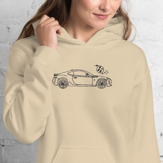 Detailed Embroidered GT86/FRS/BRZ Unisex Car Outline Silhouette Hoodie, Car Enthusiast Gift Idea
