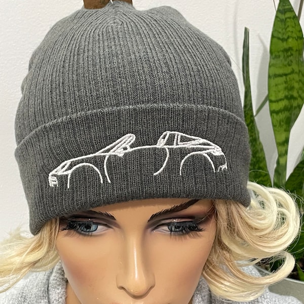 Customizable Embroidered Car Silhouette Ribbed knit beanie