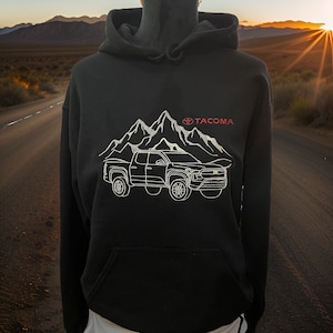 Embroidered Toyota Tacoma Unisex Hoodie, Tacoma Mountains, Gift Idea, Truck Hoodie