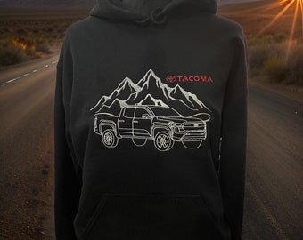 Embroidered Toyota Tacoma Unisex Hoodie, Tacoma Mountains, Gift Idea, Truck Hoodie