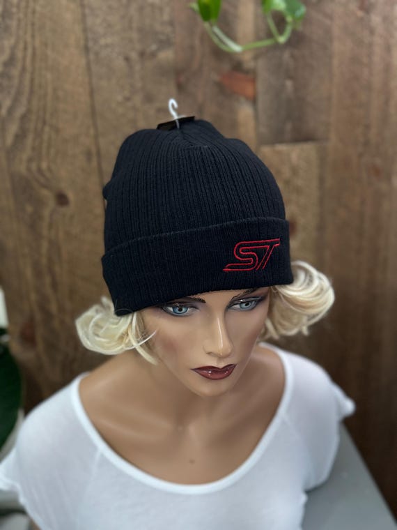 Embroidered Ford ST Knit Beanie, Car Enthusiast Hat Customizable