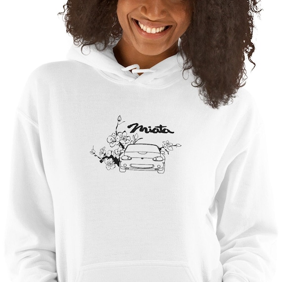 Embroidered Miata Cherry Blossom Sakura Unisex Car Hoodie MX-5 NB/MK2 Custom Hoodie Gift Idea