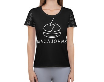 Macajohns All-Over Print Women's Athletic T-shirt - Black and white