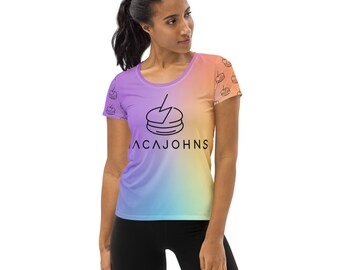 Macajohns All-Over Print Women's Athletic T-shirt - Rainbow