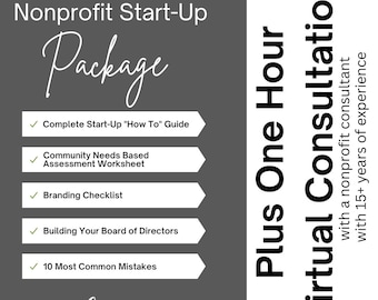 Complete nonprofit startup package - plus one-hour virtual consultation with a nonprofit consultant! All things 501c3