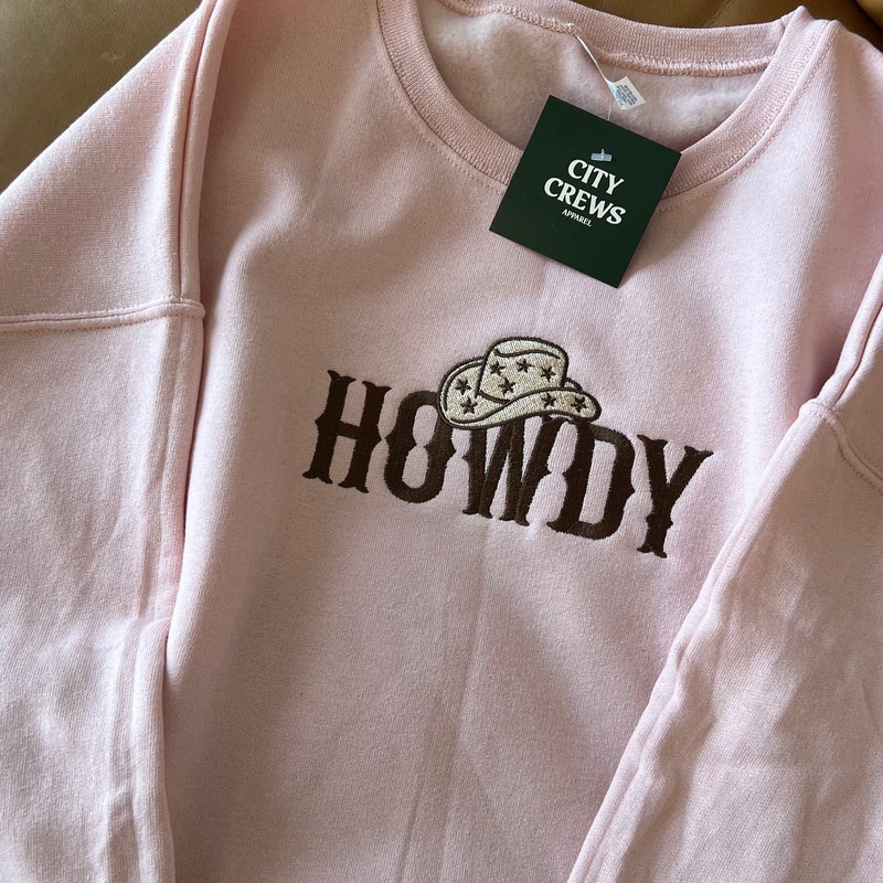 Western Howdy Embroidered Crewneck Sweater