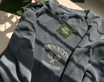 Brooklyn Embroidered Sweatshirt, Tennis Crewneck, Brooklyn new york Sweatshirt, Tennis Sweatshirt