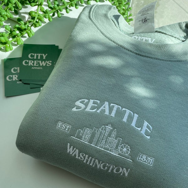 Seattle Embroidered Sweatshirt, Seattle sweater, Seattle crewneck, seattle gift, seattle merch