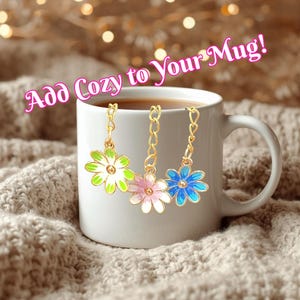 Tea Infuser with Enamel Flower Charm: Gold Heart Shaped Tea Infuser, Gift for Tea Lover, Valentine , Galentine, Mothers Day, Loose Leaf Tea