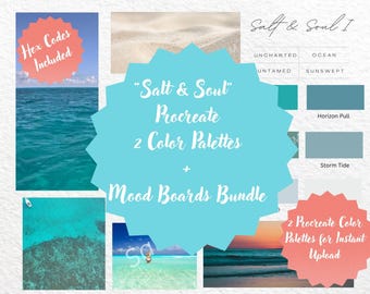 Procreate Ocean Color Palette: Coastal Mood Board Bundle (Digital Download)