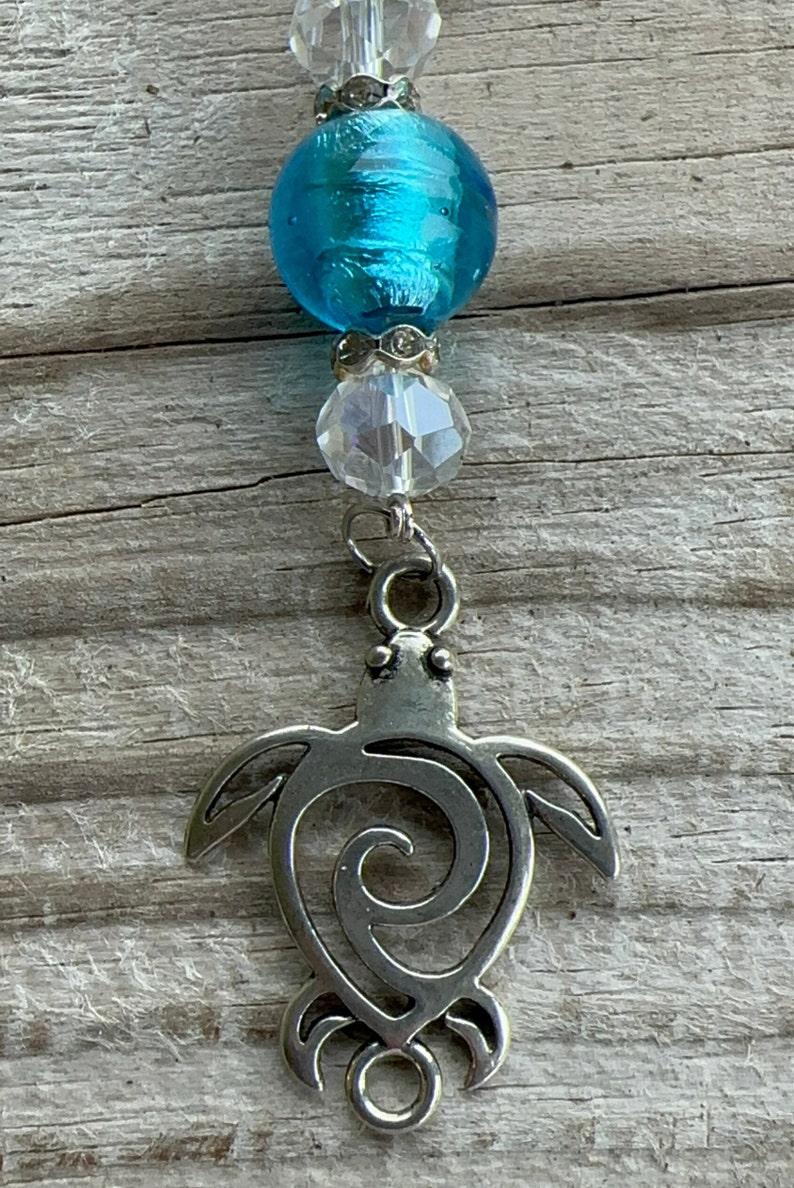 Sea Turtle Car Charm, Handmade Suncatcher, Car Rear View Mirror