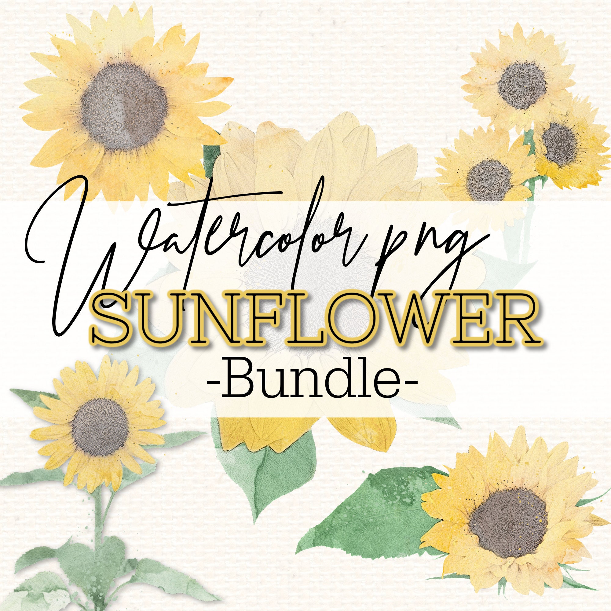 Watercolor Sunflower Farmhouse Printable Clip Art Bundle PNG ...