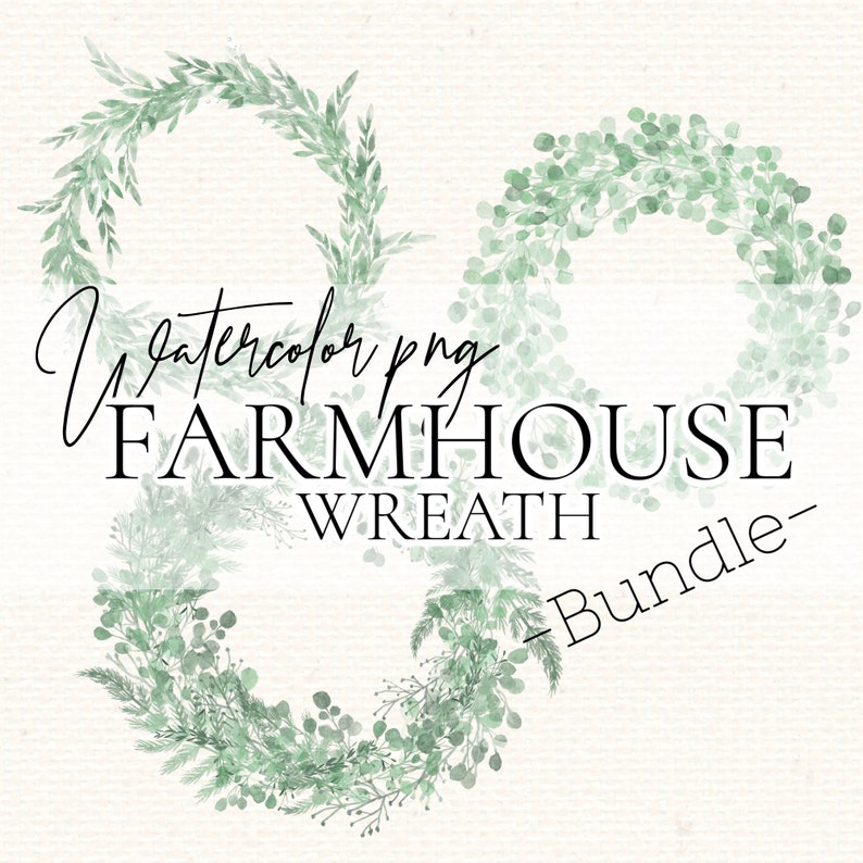 Watercolor Farmhouse Wreath Printable Clip Art Bundle | Etsy