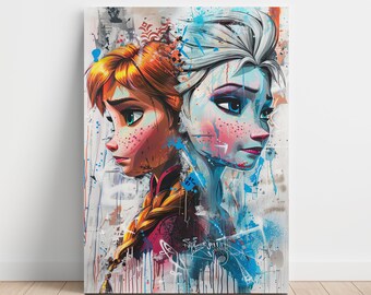 Elsa Anna Disney Eiskönigin Frozen Leinwand Canva 40x60cm Geschenk Geburtstag 8451