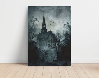 Gothic Dunkel Kirche Church darkness Leinwand 40x60cm