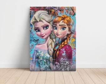 Anna und Elsa Disney Frozen Eiskönigin 40x60cm Leinwand Geschenk Geburtstag 7442