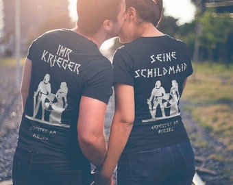 2x Individual Partner Shirts for Viking Couples (Your Warrior + His Shield Maid) Top Gift Idea
