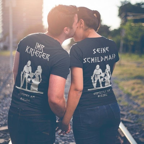 2x Individual Partner Shirts for Viking Couples (Your Warrior + His Shield Maid) Top Gift Idea