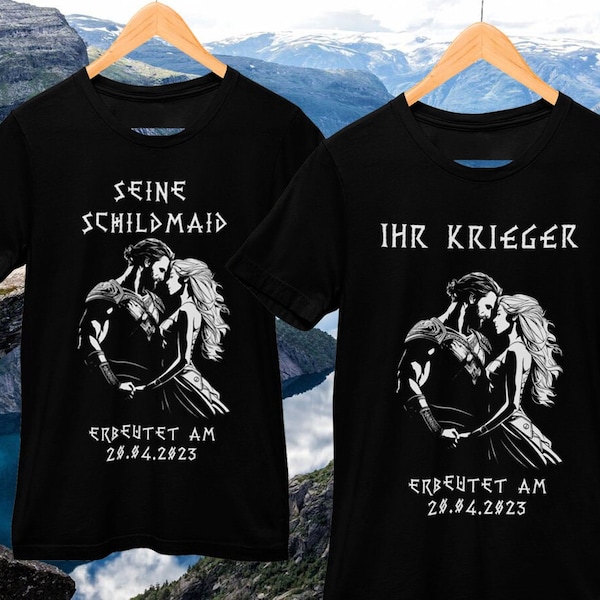 2er Set Wikinger Krieger und Schildmaid Shirt Partnershirts als Geschenk individuell