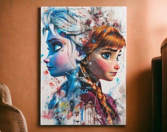 Disneys Eiskönigin Leinwand - Geschenk Anna und Elsa - Frozen 40x60cm Canva Geschenkidee Geburtstag 5235