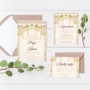 Indische Hochzeitseinladung|Indische Hochzeitseinladungsvorlage|Indische Hochzeitsdekorationen|Indische Hochzeitskarte|Hindu-Hochzeitsprogramm|Invitation
