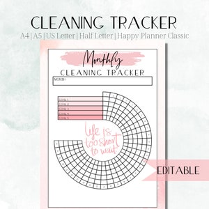 Cleaning Checklist|Cleaning Schedule|Monthly Cleaning Tracker|Printable Cleaning Checklist|Editable Cleaning Checklist|Kids Chore Chart