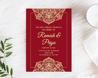 Canva Indian Wedding Invitation - Etsy