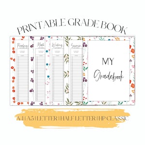 Teacher Gradebook|Gradebook|Teacher Planner|Teacher Planner Pages|Editable Teacher Planner|Printable Gradebook|Homeschool Planner