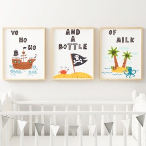 Pirate nursery print set,pirate wall art,toddler bedroom decor,pirate print,gender neutral,boys room decor,printable,gift,DIGITAL DOWNLOAD