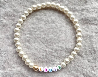 Personalized Pearl Dog Necklace: 14k Gold-Filled Accent, Beaded Pet Collar