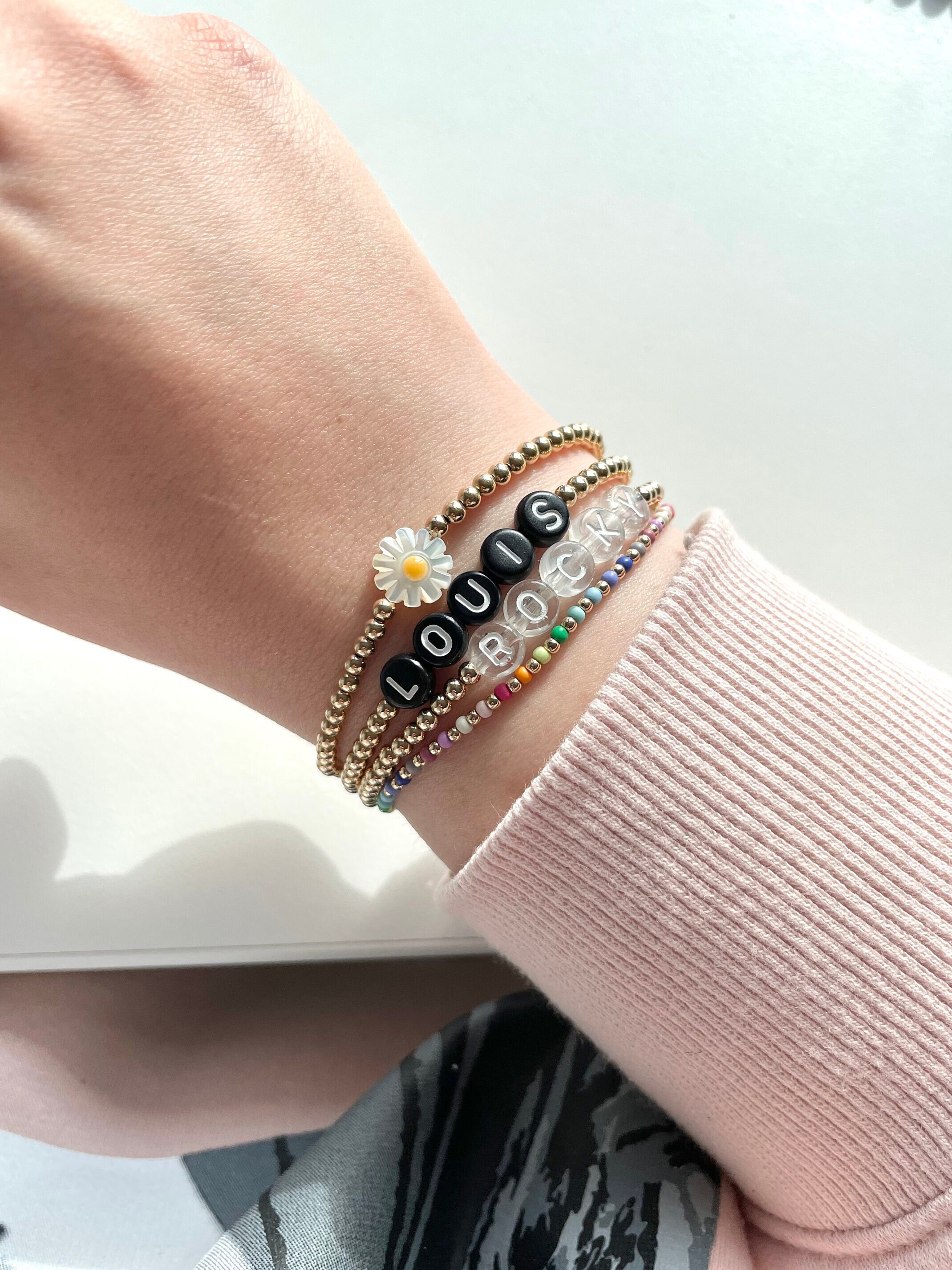 Limited Edition* Daisy 14K Gold-Filled Beaded Bracelet, 1/20 14K Gf, Beaded Bracelet, Flower Bead, Daisy, Mom Gift, Dog Mom Gift, Bracelet Limited Edition* Daisy 14K Gold-Filled Beaded Bracelet, 1/20 14K Gf, Beaded Bracelet, Flower Bead, Daisy, Mom Gift, Dog Mom Gift, Bracelet