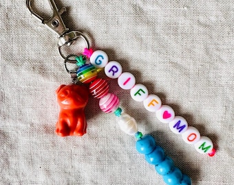 Griff Gemstone Bag Charm, Griff Mom Gift, Brussels Griffon Pendant