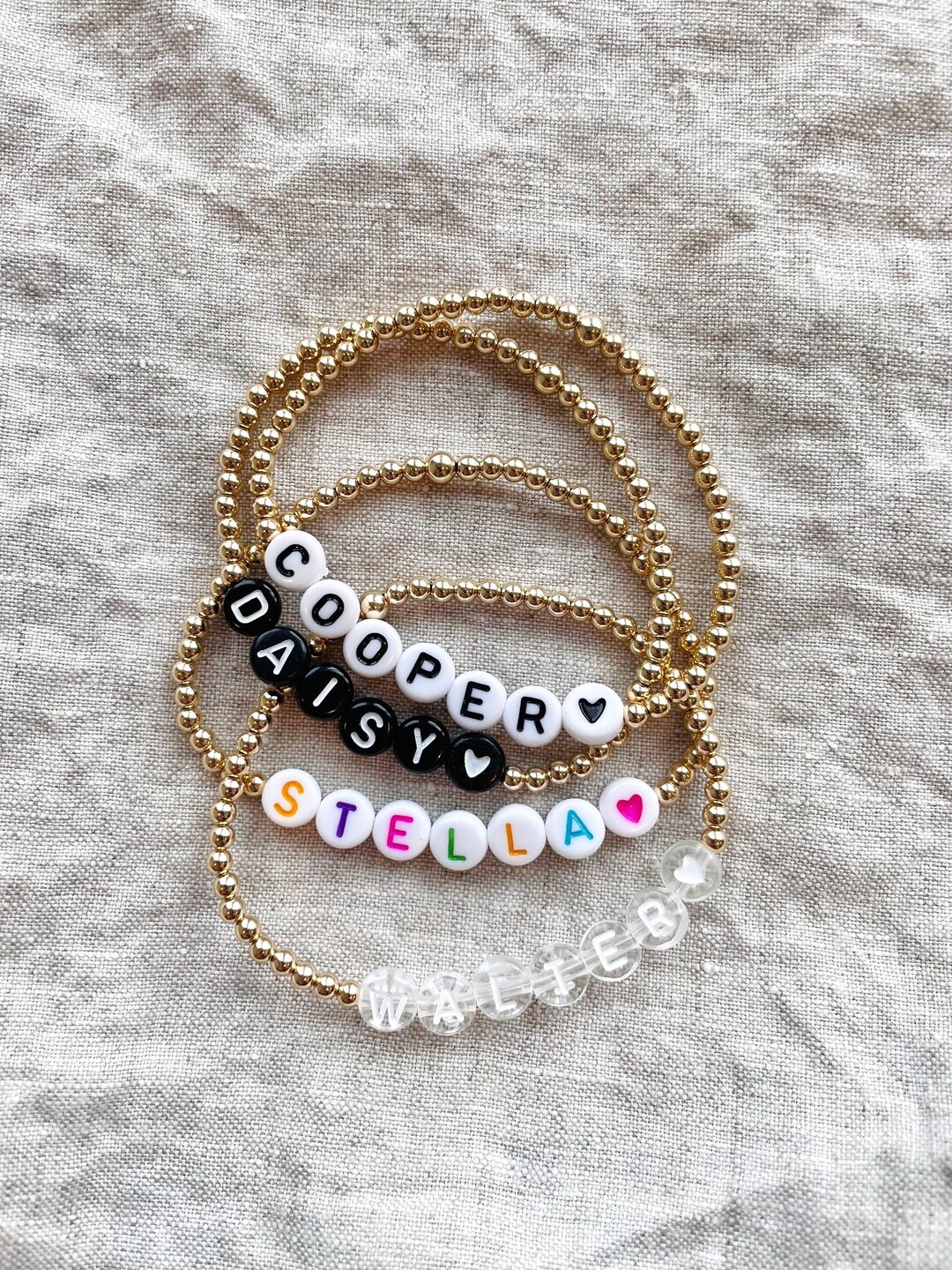 Personalized 14k Gold-filled Beaded Name Bracelet - Etsy