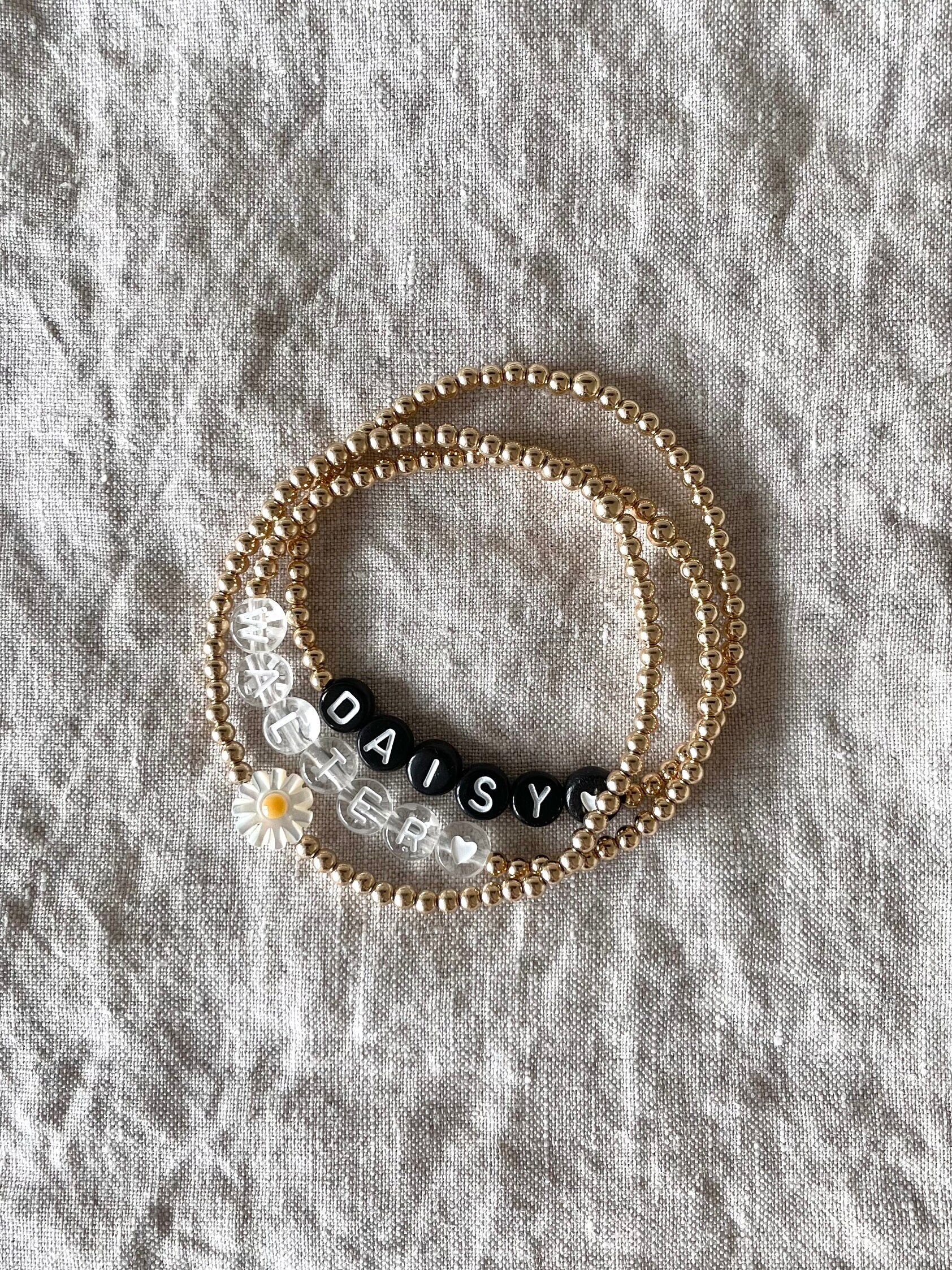 Limited Edition* Daisy 14K Gold-Filled Beaded Bracelet, 1/20 14K Gf, Beaded Bracelet, Flower Bead, Daisy, Mom Gift, Dog Mom Gift, Bracelet Limited Edition* Daisy 14K Gold-Filled Beaded Bracelet, 1/20 14K Gf, Beaded Bracelet, Flower Bead, Daisy, Mom Gift, Dog Mom Gift, Bracelet