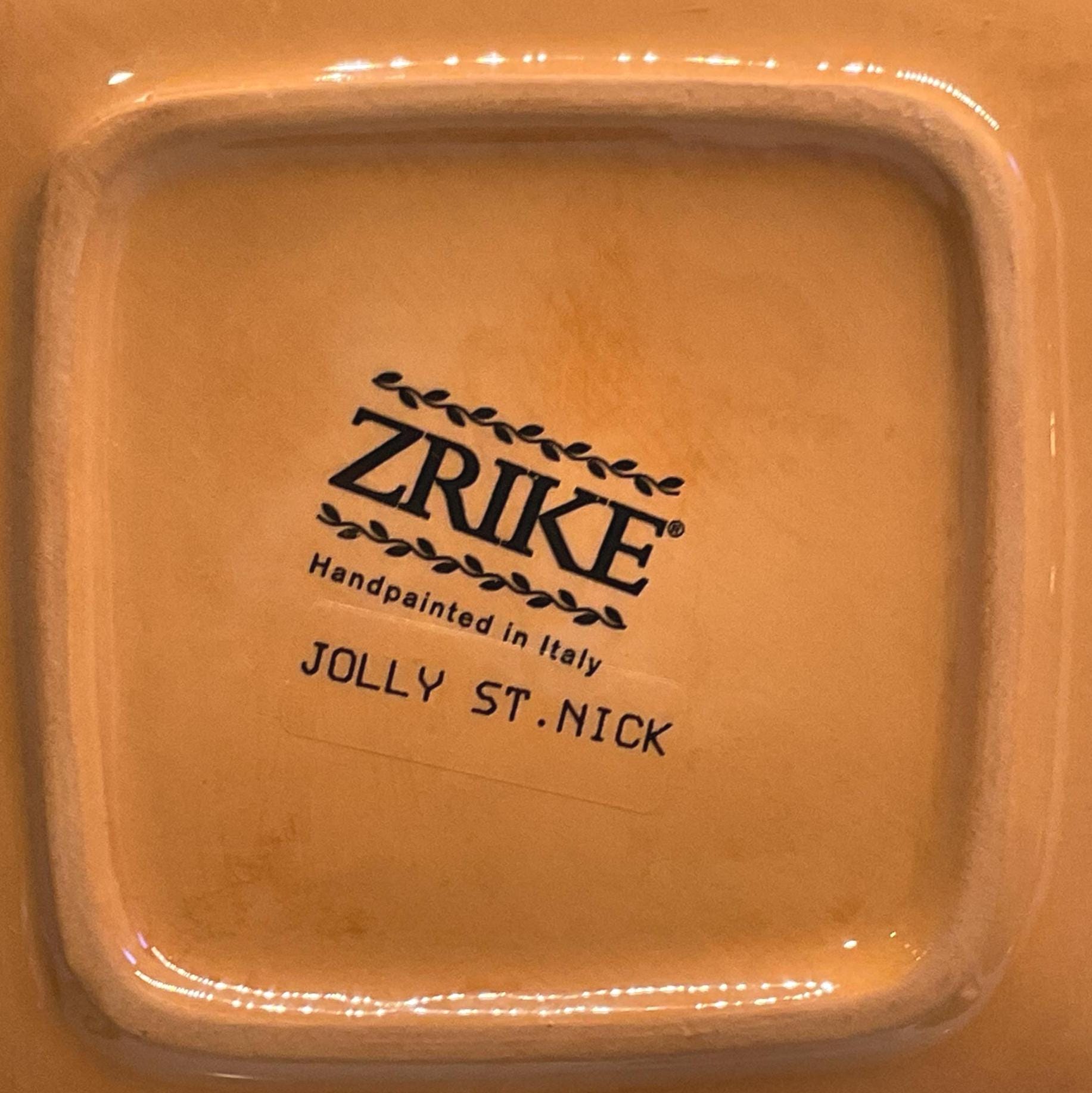 Zrike Italian Pottery Jolly St. Nick Santa Christmas Square Small