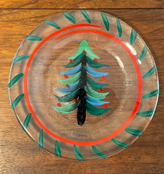 Kosta Boda Christmas Tree SET OF 9 Salad Plates Ulrica Hydman