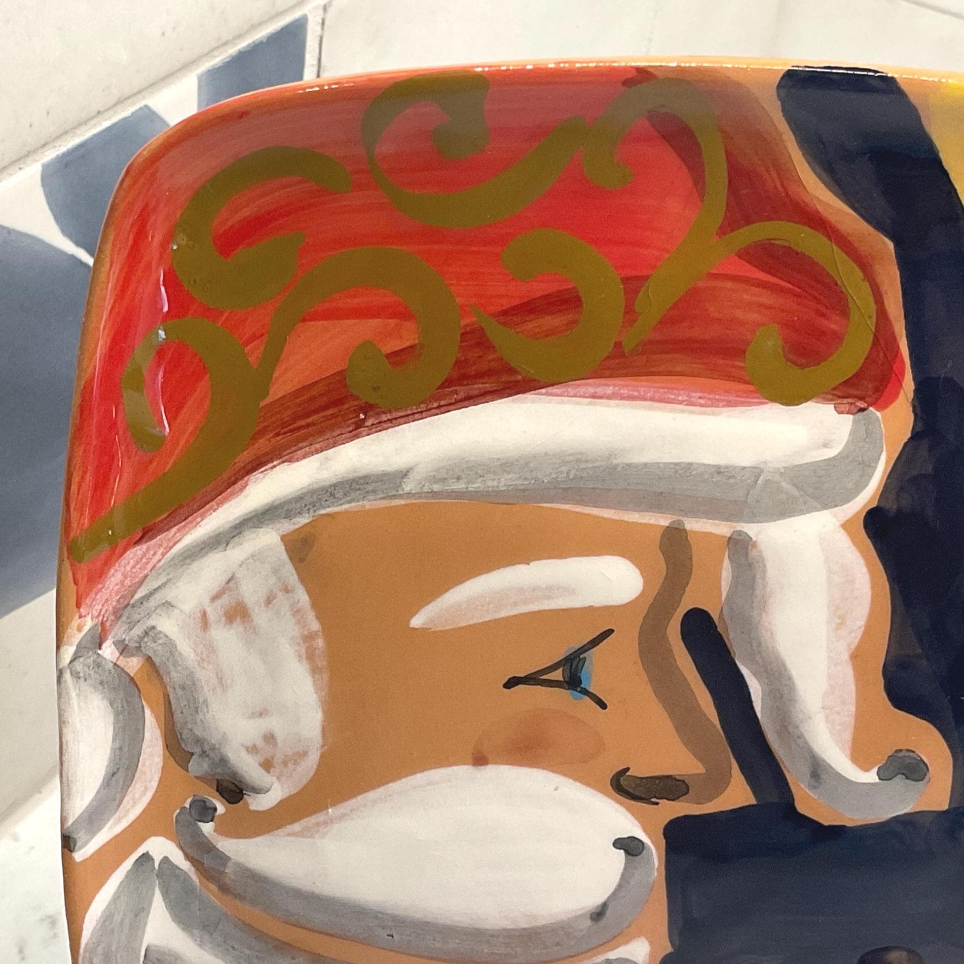 クリスマスプレート　焼き物 Zrike Italian Pottery Jolly St. Nick Santa Christmas Square Small