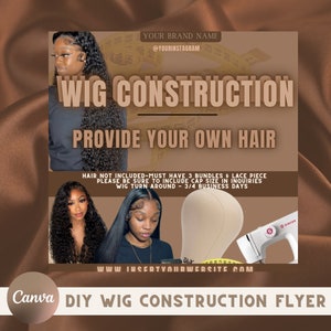 Folheto de construção de peruca DIY, folheto de peruca DIY, folheto de unidade personalizada editável, folheto de curso de unidade personalizado pré-fabricado