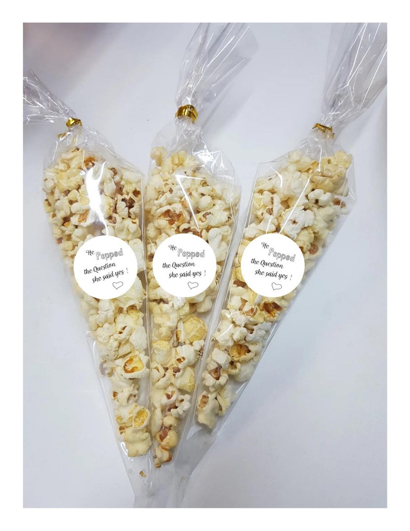 Engagement Popcorn Bags, Party Bags, Engagement Party, Bachelorette Sticker, He Popped the