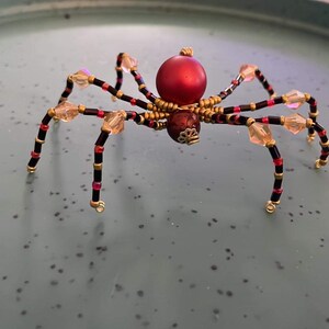 Maroon and Gold Beaded Spider