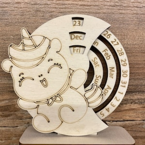 Unicorno calendario - Unicorn - Calendario Perpetuo - Decorazione Unicorno - Calendar - Calendario in legno - Unicorno in legno